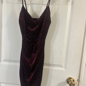 Sparkle Velvet Burgundy Slip Dress - Unbranded